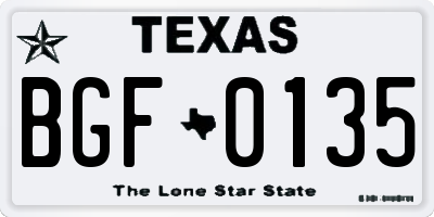 TX license plate BGF0135