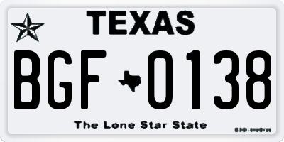 TX license plate BGF0138