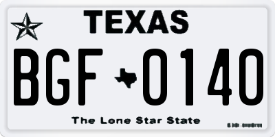 TX license plate BGF0140