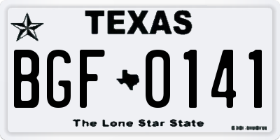 TX license plate BGF0141