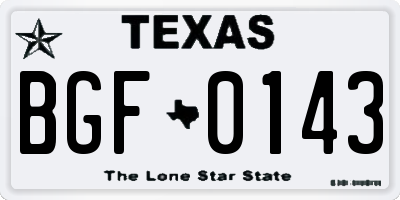 TX license plate BGF0143