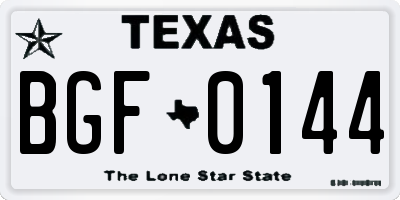 TX license plate BGF0144