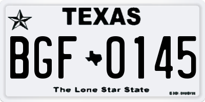 TX license plate BGF0145