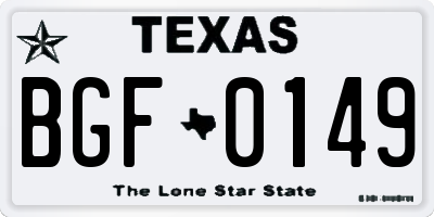 TX license plate BGF0149