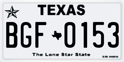 TX license plate BGF0153