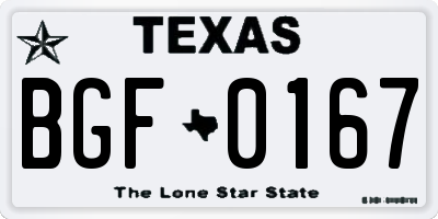 TX license plate BGF0167