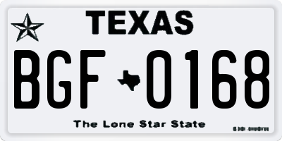 TX license plate BGF0168