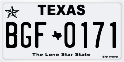 TX license plate BGF0171
