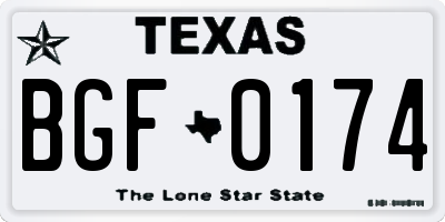 TX license plate BGF0174
