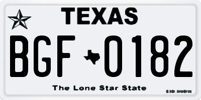 TX license plate BGF0182