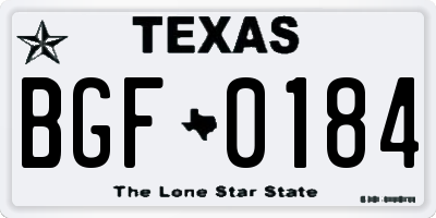 TX license plate BGF0184