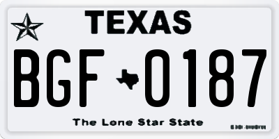 TX license plate BGF0187