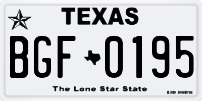TX license plate BGF0195