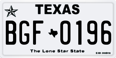 TX license plate BGF0196