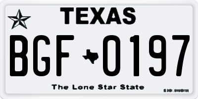TX license plate BGF0197