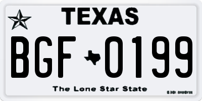 TX license plate BGF0199