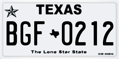 TX license plate BGF0212