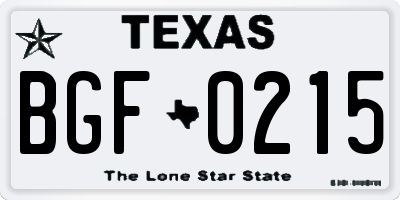 TX license plate BGF0215