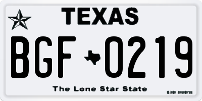 TX license plate BGF0219