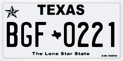 TX license plate BGF0221