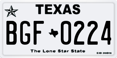 TX license plate BGF0224