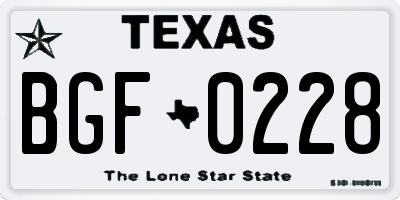 TX license plate BGF0228