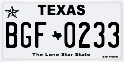 TX license plate BGF0233