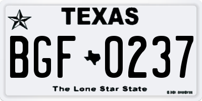 TX license plate BGF0237