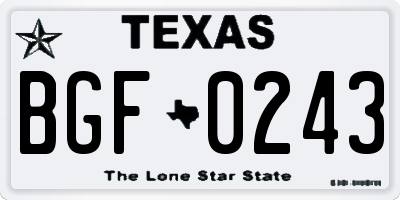 TX license plate BGF0243