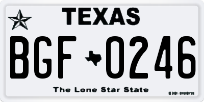TX license plate BGF0246