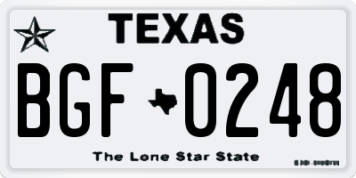 TX license plate BGF0248