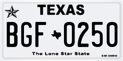TX license plate BGF0250