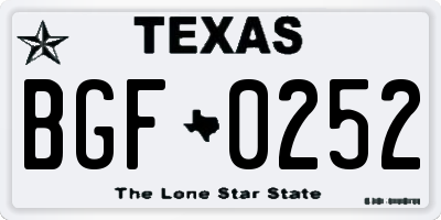 TX license plate BGF0252