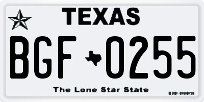 TX license plate BGF0255