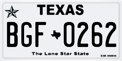 TX license plate BGF0262