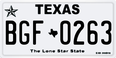 TX license plate BGF0263