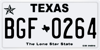 TX license plate BGF0264