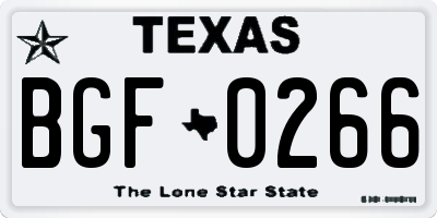 TX license plate BGF0266