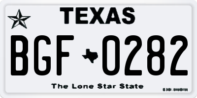 TX license plate BGF0282