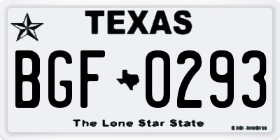 TX license plate BGF0293