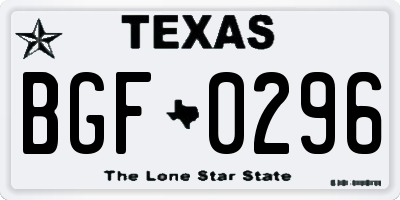 TX license plate BGF0296