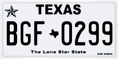 TX license plate BGF0299