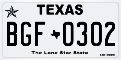 TX license plate BGF0302