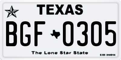 TX license plate BGF0305