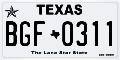 TX license plate BGF0311