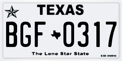 TX license plate BGF0317