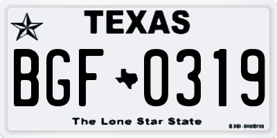 TX license plate BGF0319