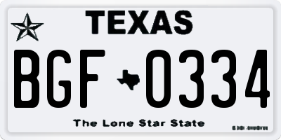 TX license plate BGF0334
