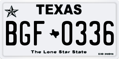 TX license plate BGF0336