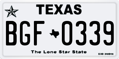 TX license plate BGF0339